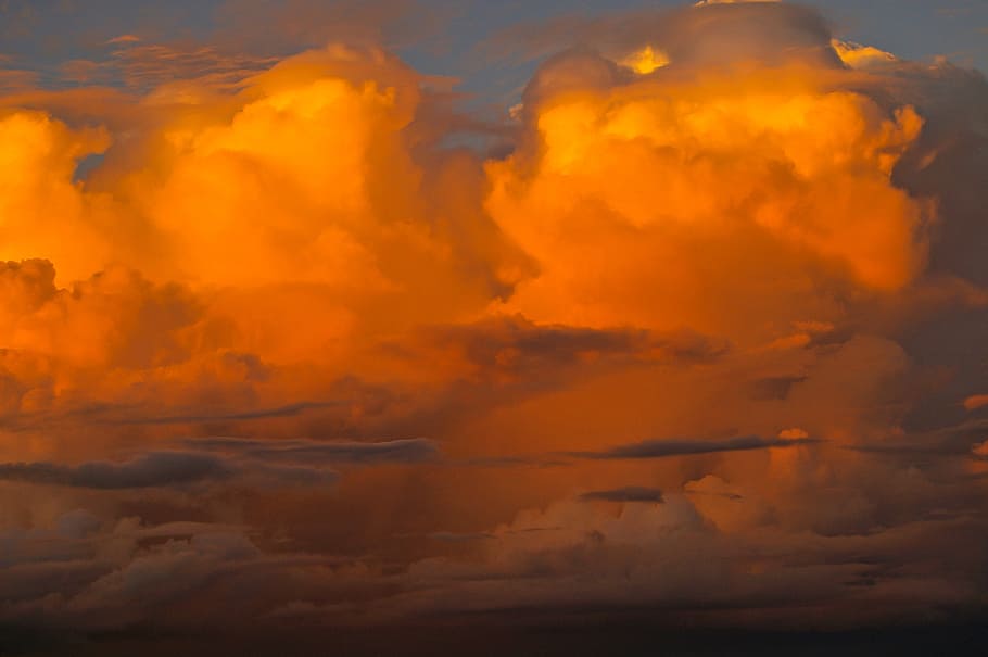 clouds, sky, orange, blue, australia, sunlit, cloud - sky, orange color HD wallpaper