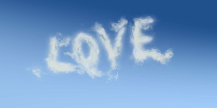 white smoke love sign, clouds, romance, sky, romantic, greeting card HD wallpaper
