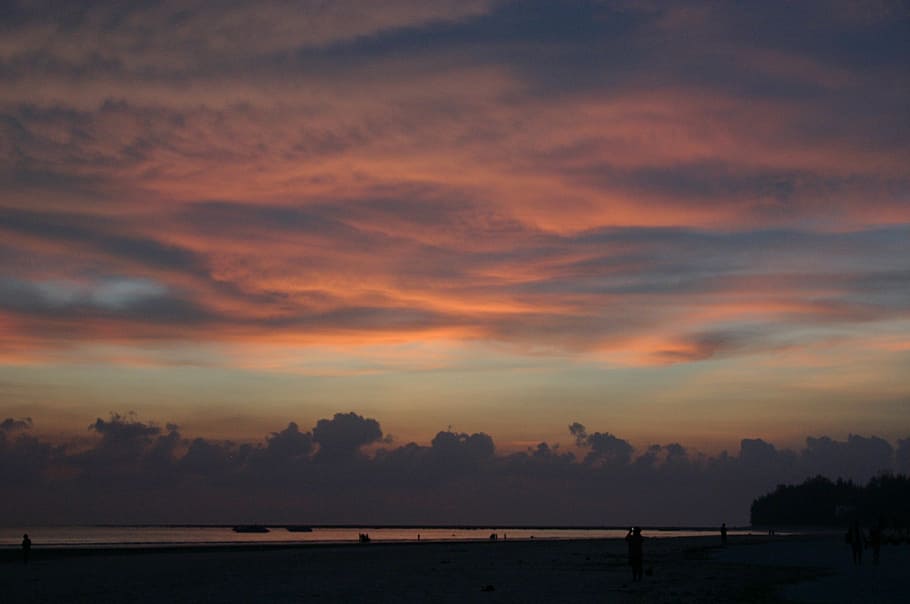 sunset, lake, evening, clouds, afterglow, abendstimmung, sky HD wallpaper