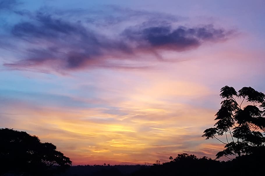 Sunset, Nature, Landscape, Eventide, horizon, rays of sunshine HD wallpaper