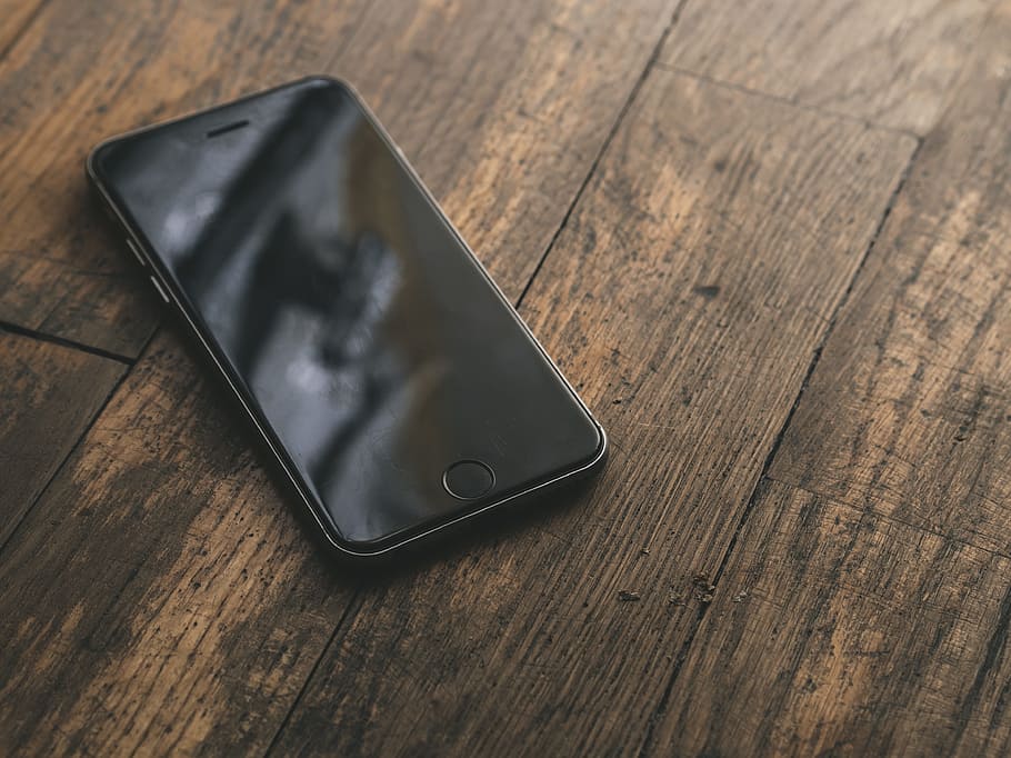 space gray iPhone 6, table, desk, technology, smartphone, screen, HD wallpaper