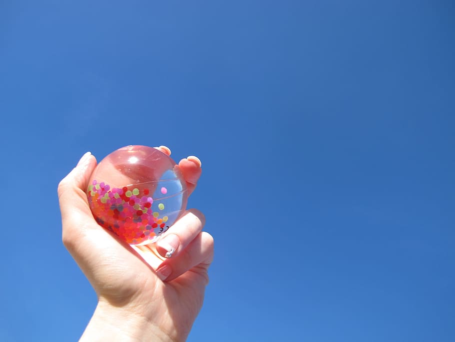 Sun, Hand, Ball, Summer, sky, human body part, human hand, blue HD wallpaper