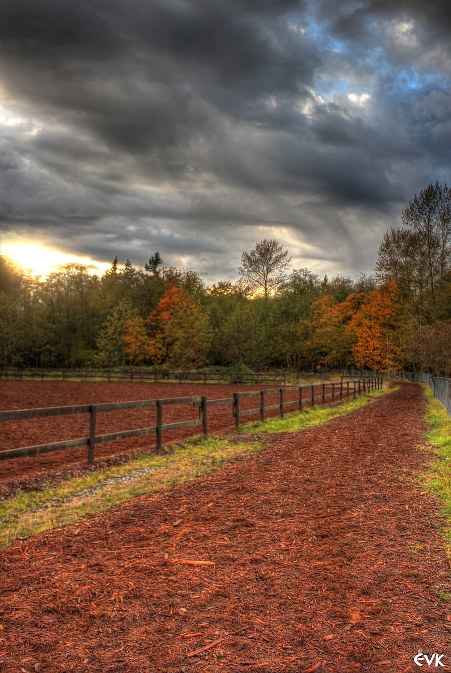 track, horse, clouds, park, fence, campbell, valley, cloud - sky HD wallpaper