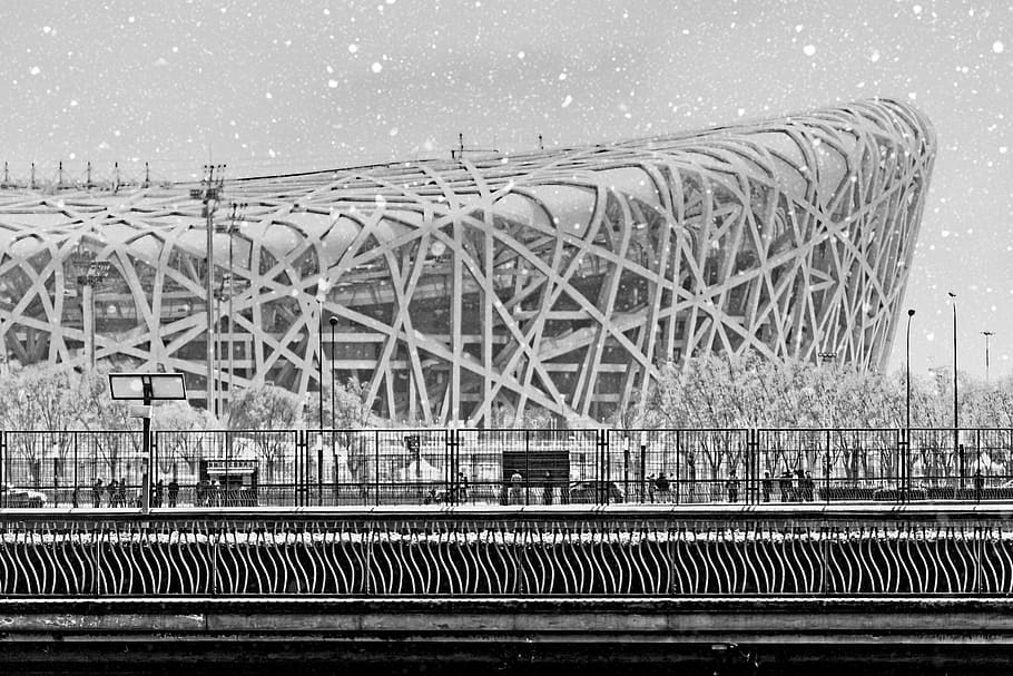 beijing, snow, nest, built structure, architecture, bridge HD wallpaper