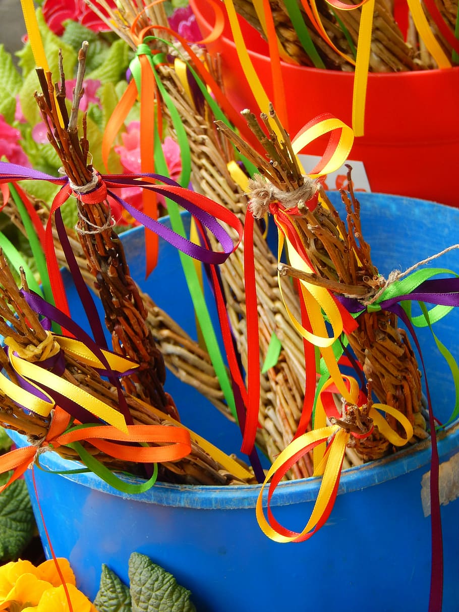 ribbons, whip, easter, colors, spring, multi colored, no people HD wallpaper