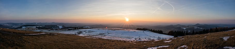 sunset, mountain, spacious, winter, panorama, sky, scenics - nature HD wallpaper