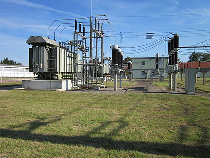 gray industrial machine, hockenheim, switchyard, transformer HD wallpaper