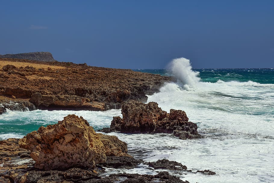 Rocks, Waves, rocky coast, smashing, wind, geology, erosion HD wallpaper