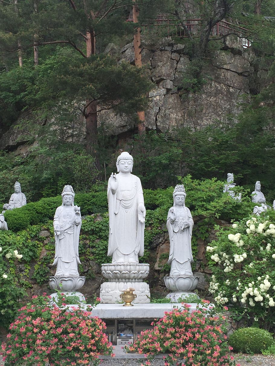 buddha, gangwon foothills, the hermitage, human representation, HD wallpaper