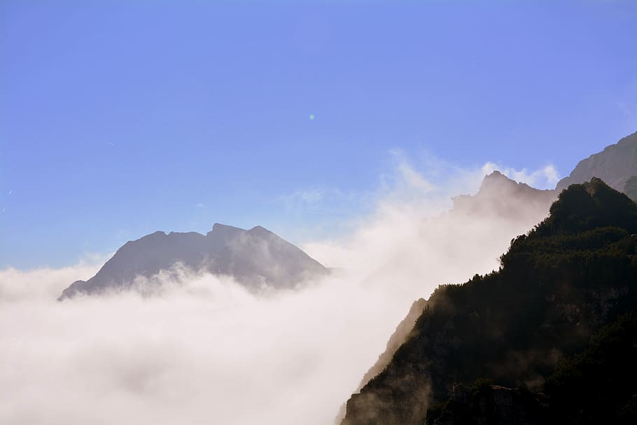 Clouds, Mountains, Landscape, sky, mountain landscape, carega HD wallpaper