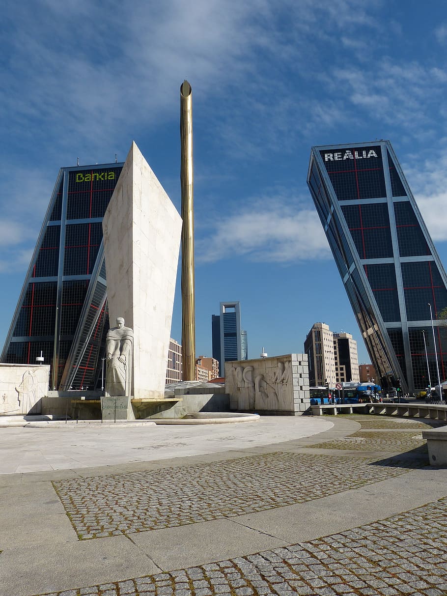 Madrid, Spain, Castile, Capital, Space, skyscraper, monument, HD wallpaper