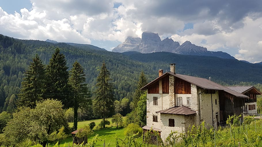 nature, alpine, farm, mountain, architecture, built structure HD wallpaper