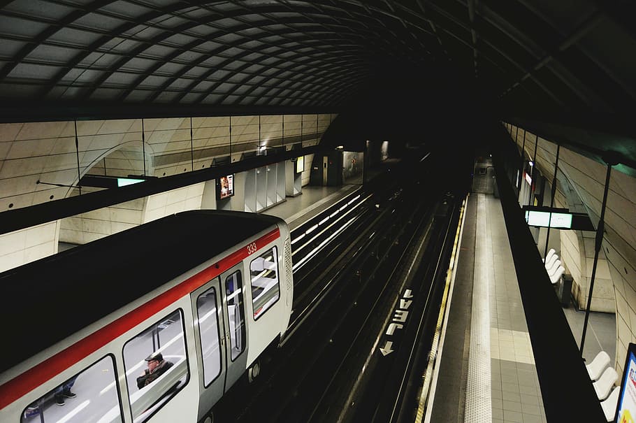 subway, trail, train, station, ride, transportation, people HD wallpaper