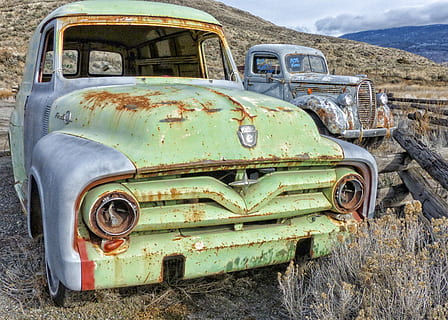 truck, car, old, ancient, rusty, old timer, vehicle, auto, traffic HD wallpaper