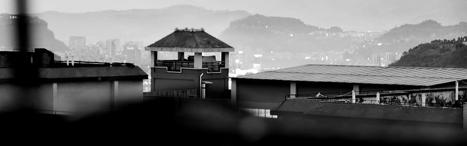 black and white, classical, perspective, architecture, built structure HD wallpaper