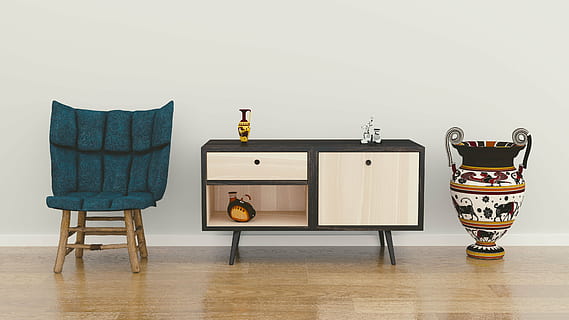 brown and black wooden sideboard, room, interior, showpiece HD wallpaper