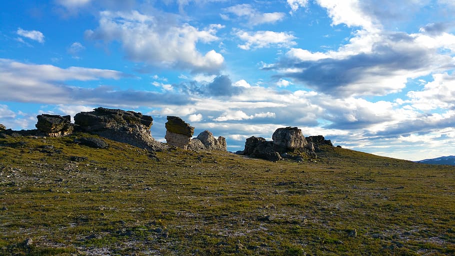 grass on land, national park, peak, sky, rocks, colored rocks, HD wallpaper