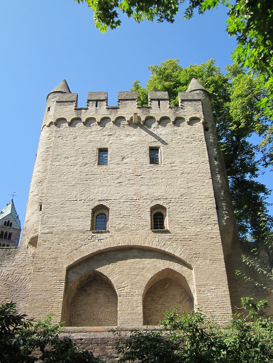 heidentuermchen, speyer, tower, building, historic, front, facade HD wallpaper