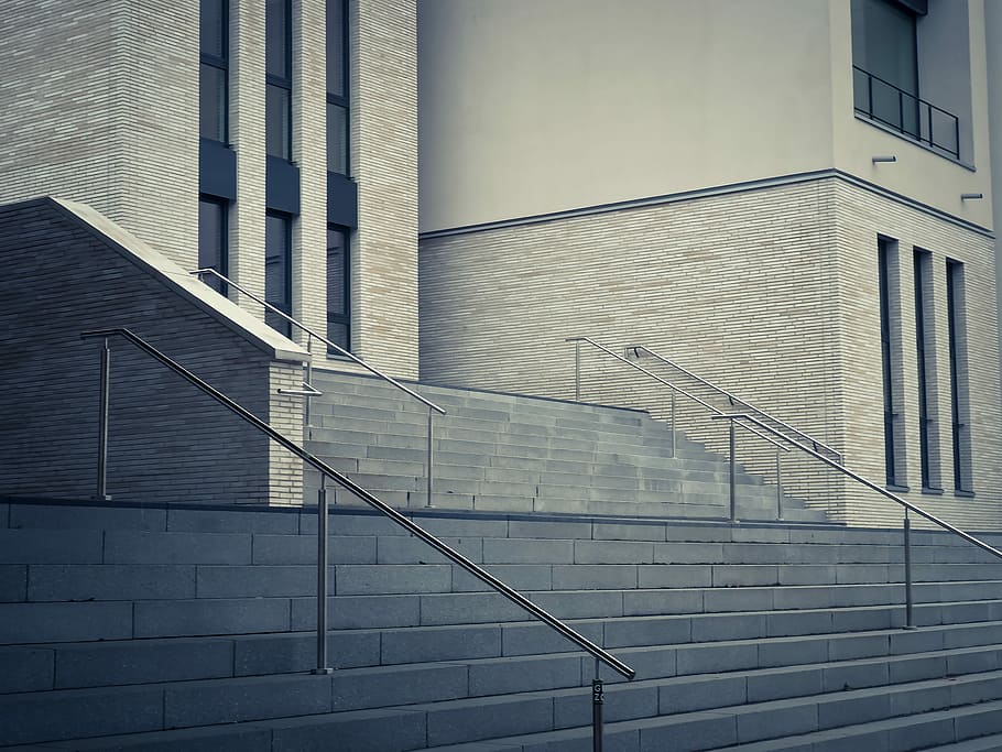 Architecture, Modern, Stairs, Building, office building, railing HD wallpaper