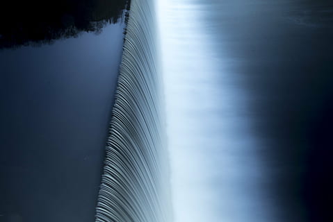 weir, waterfall, long exposure, river, water, cascade, cold HD wallpaper