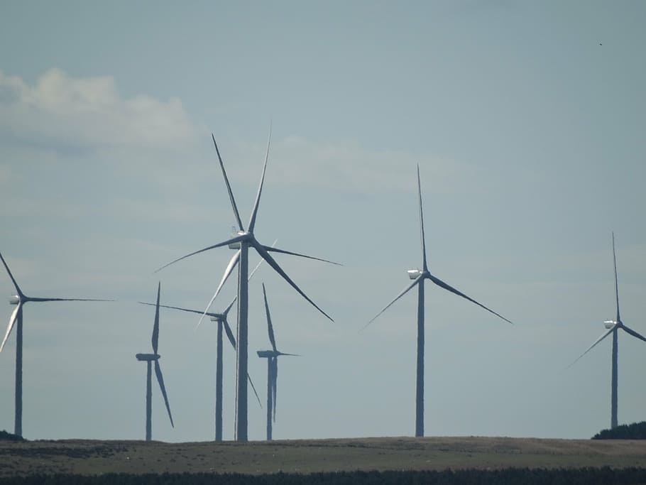 windmill, wind farm, sky, turbine, wind turbine, fuel and power generation HD wallpaper