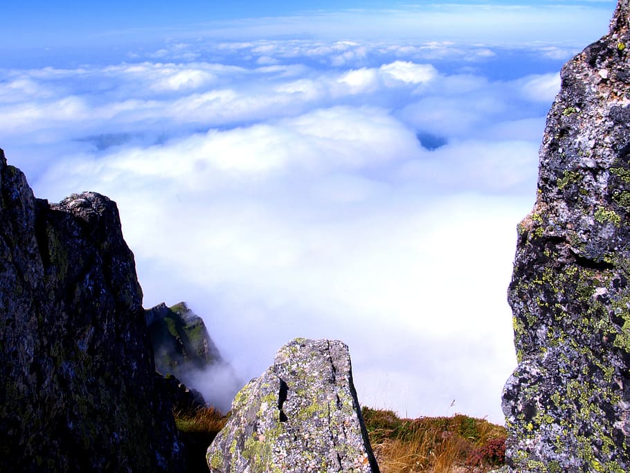 cantabria, landscape, clouds, cloud - sky, rock, beauty in nature HD wallpaper