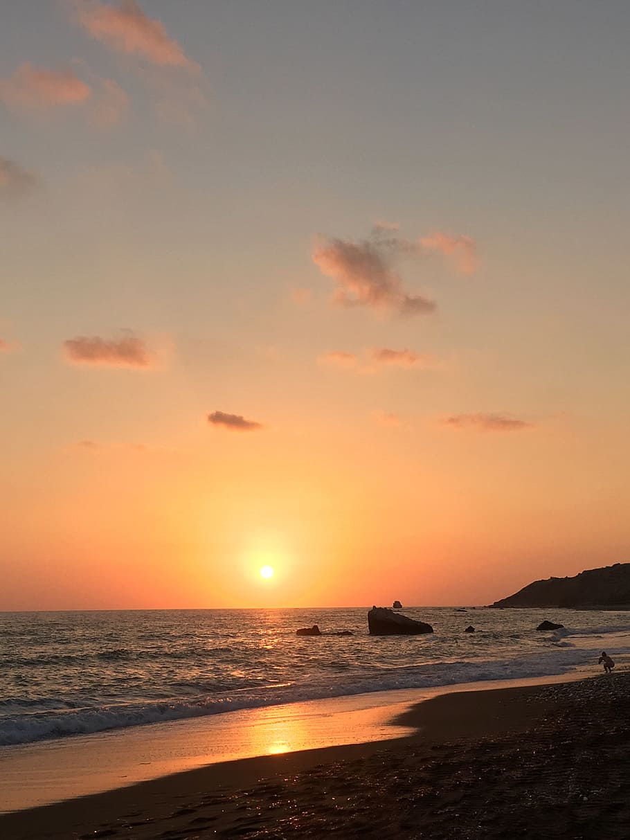 cyprus, sunset, beach, evening, summer, sea, water, sky, scenics - nature HD wallpaper
