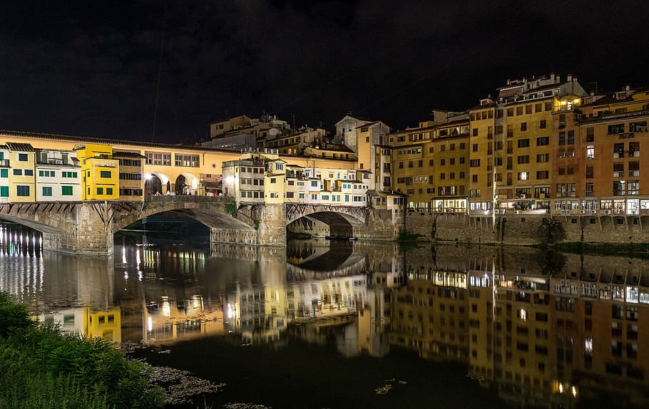 landscape photography of yellow building, ponte vecchio, florence, HD wallpaper