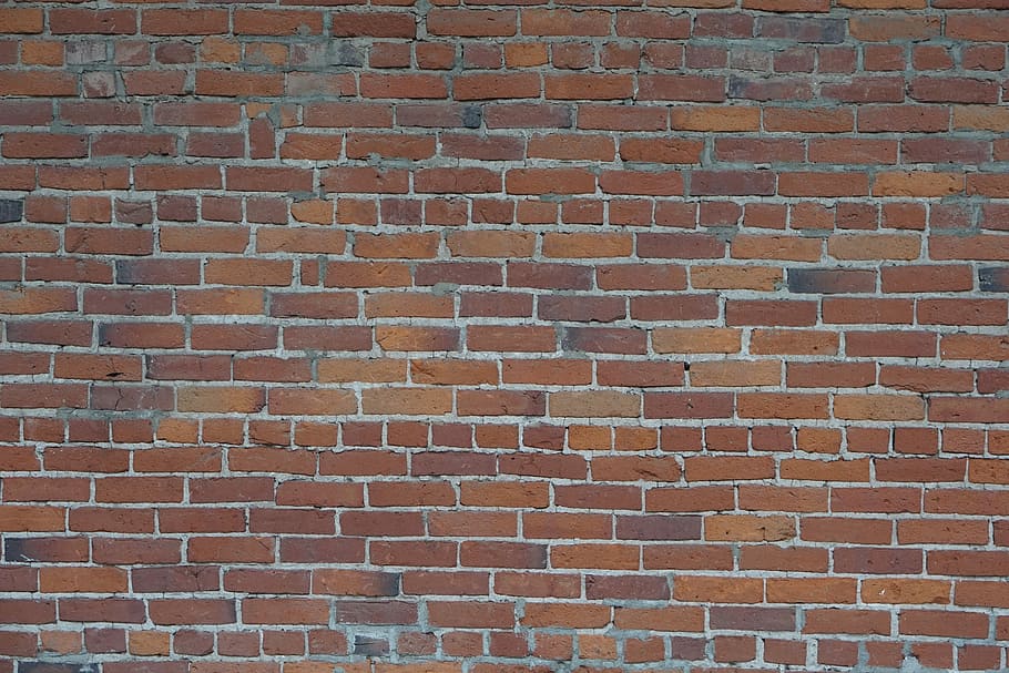 view of red brick wall, brown brick wall, surface, pattern, grid HD wallpaper