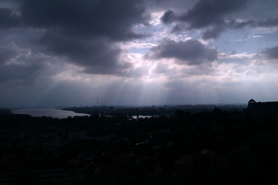 Panorama, Clouds, Mood, Blue, Sky, weather, silhouette, dramatic sky HD wallpaper
