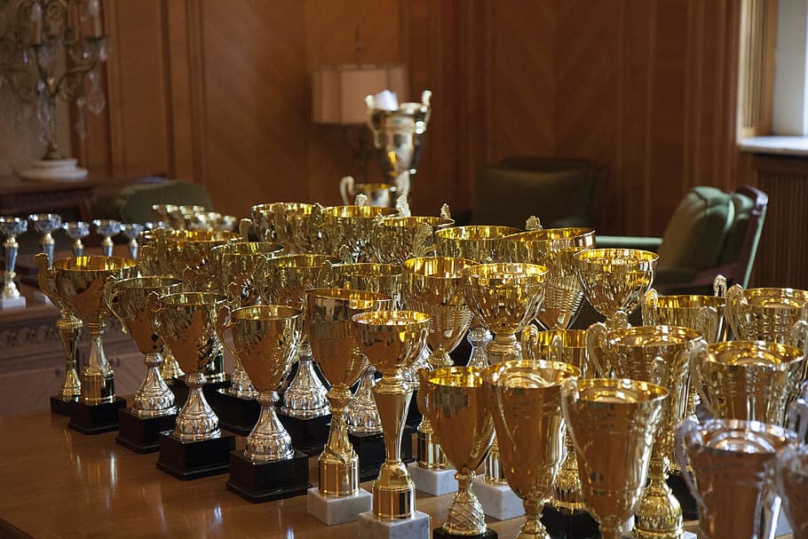 cups, awards, sport, table, food and drink, refreshment, glass HD wallpaper