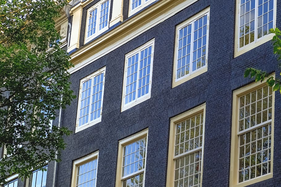 home, house, facade, brick, painted brick, grey, amsterdam HD wallpaper