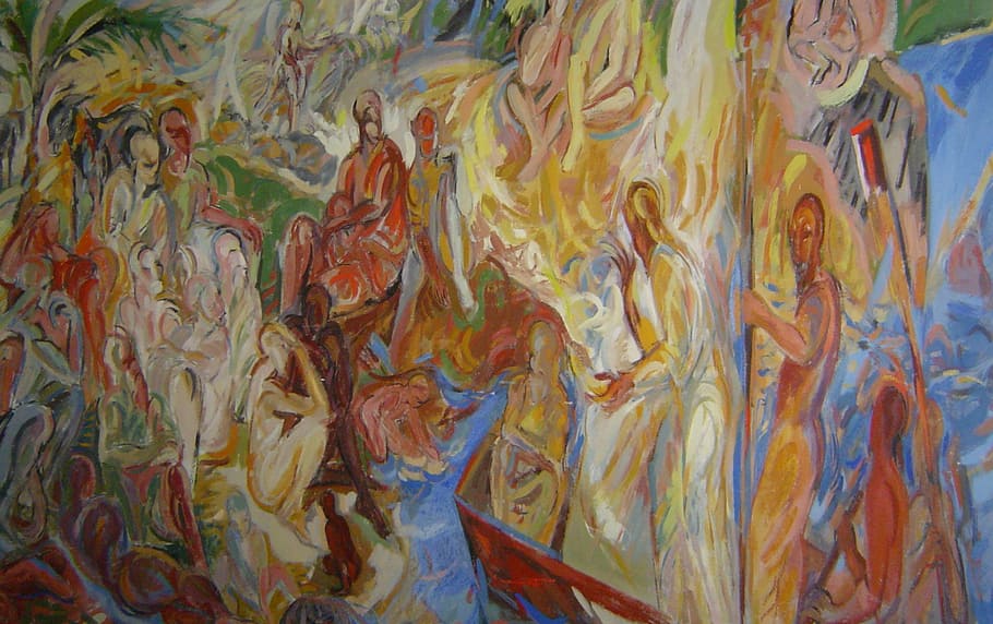 wall, mural, wall mural, artistic, south solon church, maine HD wallpaper