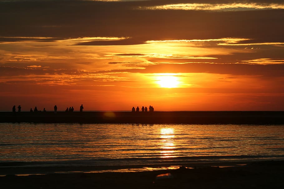 sunset, people, evening, summer, lake, ontario, silhouette HD wallpaper