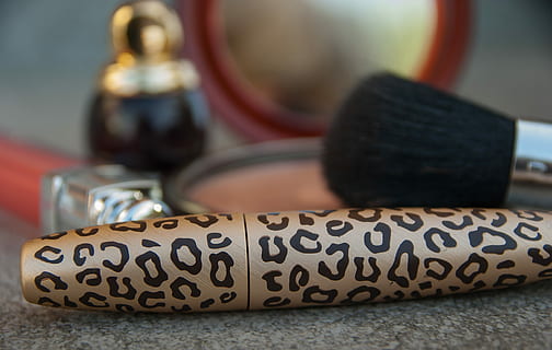 brown and black leopard print mascara bottle, Makeup, Brush HD wallpaper