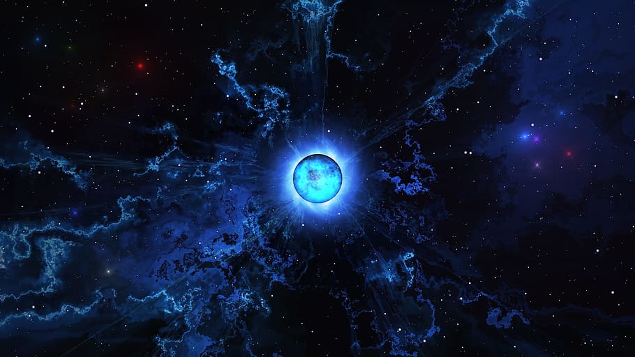blue planet, star, galaxy, sun, cosmos, universe, astronomy HD wallpaper