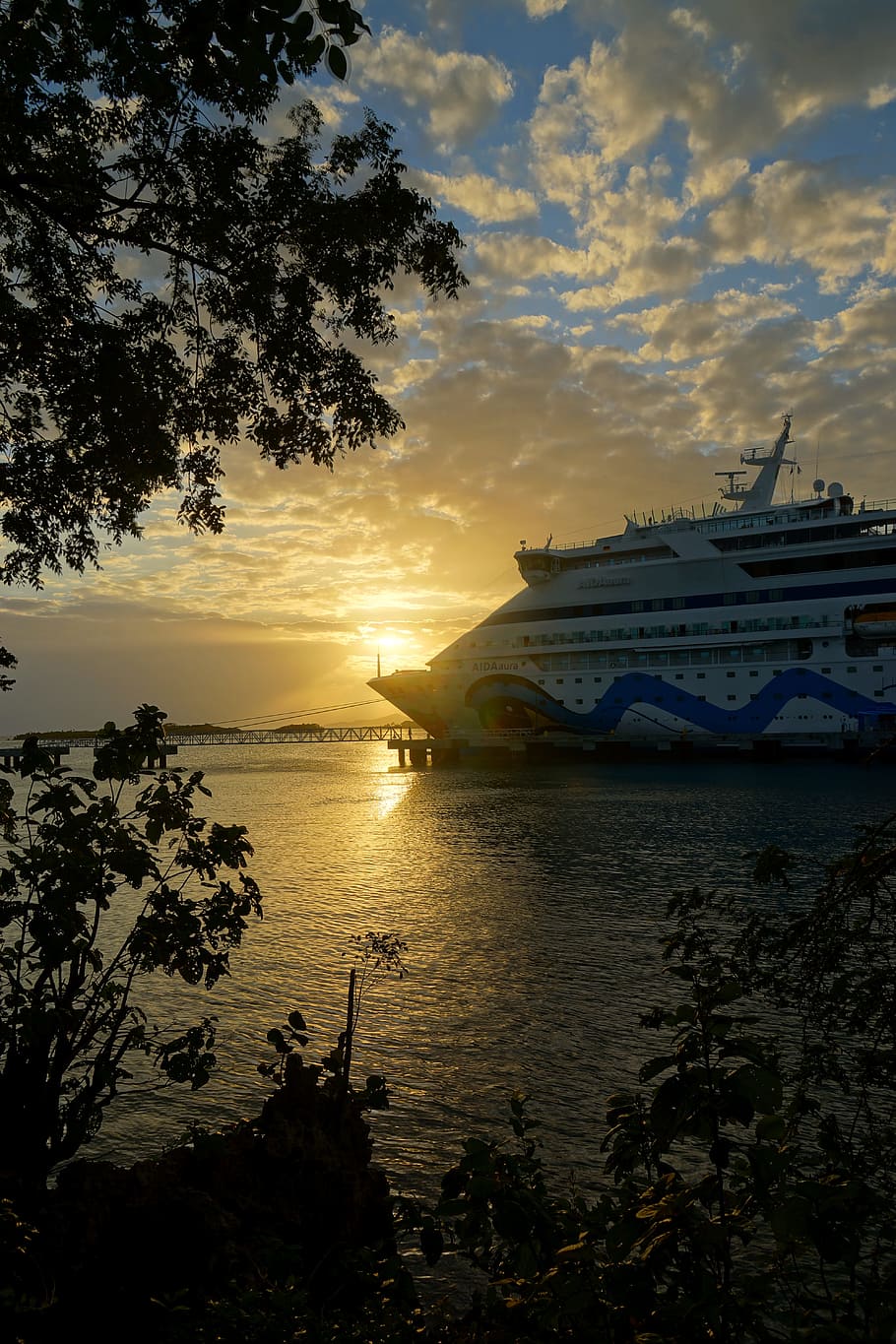 cruise, caribbean, aida, sunset, holiday, ship, cruise ship, HD wallpaper