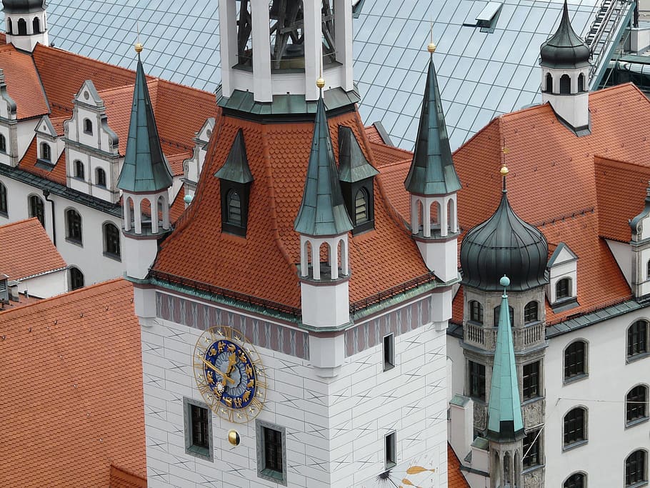 tower, spires, town hall, old, building, munich, representation building
