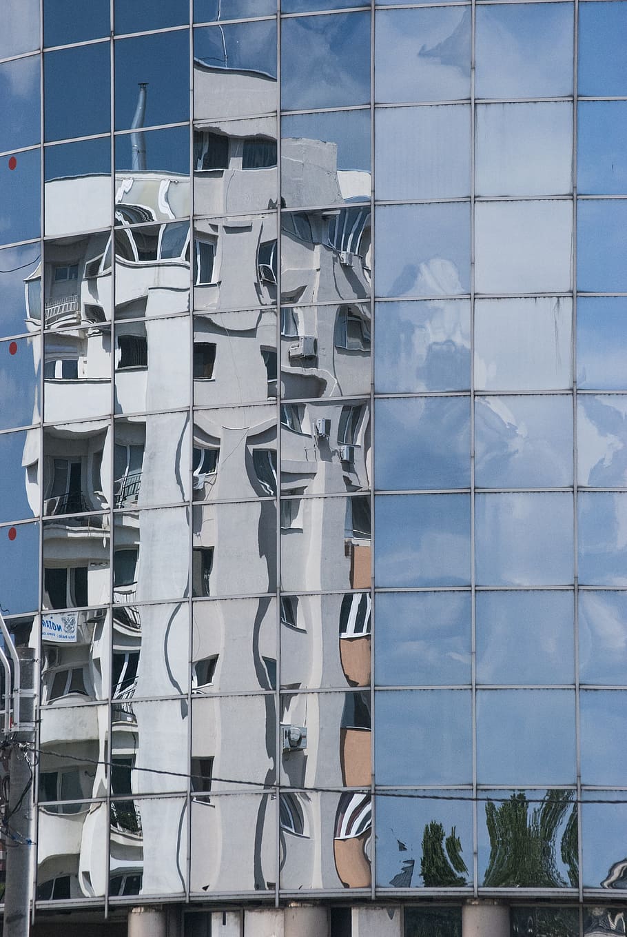 windows, reflection, building, sky, clouds, urban, architecture HD wallpaper