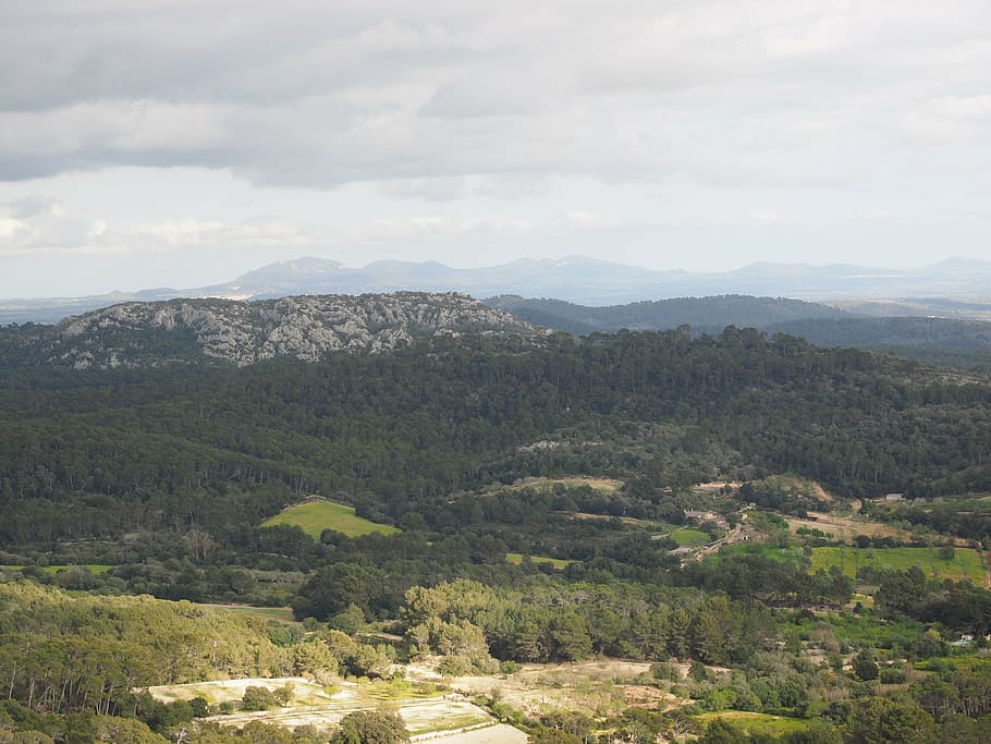 mallorca, outlook, view, foresight, distant view, ermita sant honorat HD wallpaper