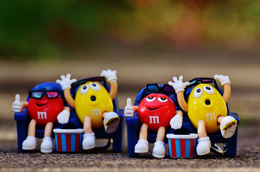 m m's, candy, funny, 3-d glasses, toy, childhood, multi colored HD wallpaper