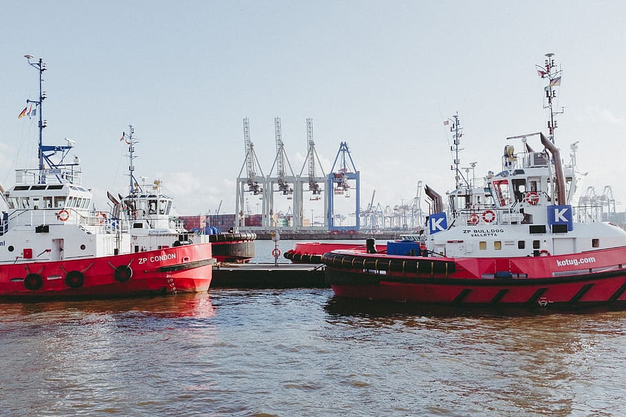 Ships in the port of Hamburg, industry, nautical Vessel, harbor HD wallpaper