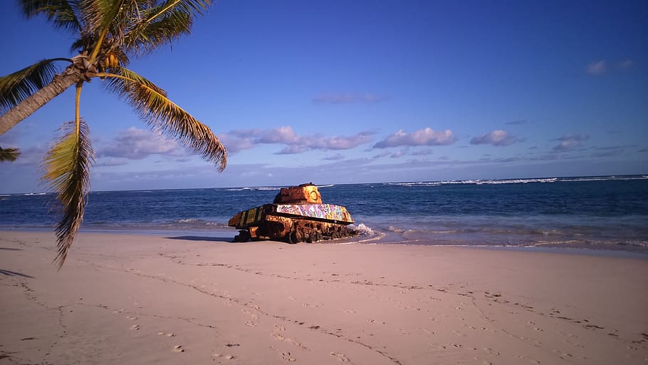 flamenco beach, puerto rico, panzer, land, sea, sky, water, HD wallpaper