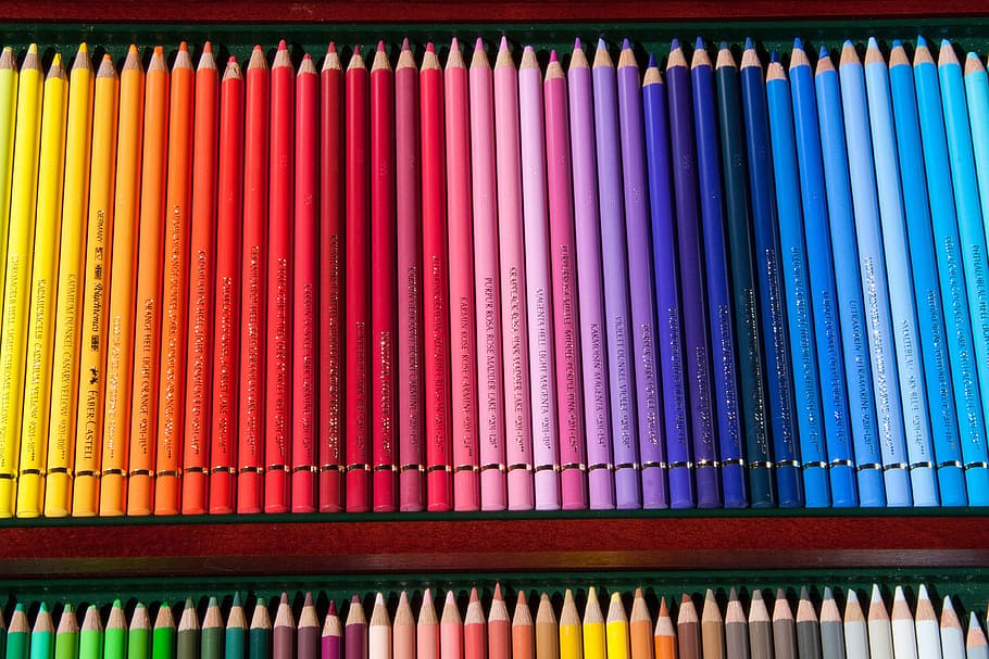 assorted-color pencil lot, colored pencils, colour pencils, writing or drawing device, HD wallpaper