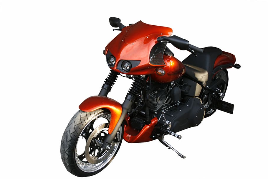 Motorcycle, Harley Davidson, Biker, white background, black color HD wallpaper