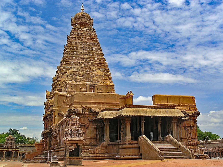 low angle photography of temple, brihadishvara, thanjavur, tamil nadu, HD wallpaper