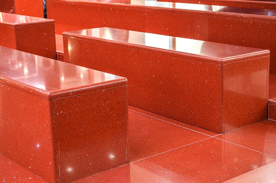 red, bench, sit, rest, full frame, backgrounds, indoors, no people HD wallpaper