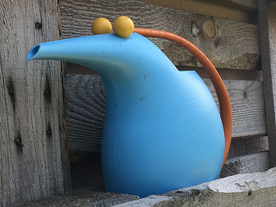 Watering Can, Casting, Irrigation, pot, vessel, blue, wood - material HD wallpaper
