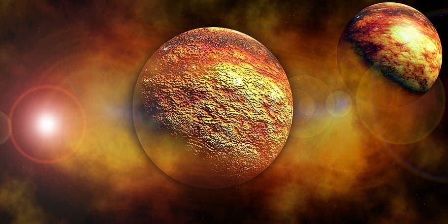 two planets illustration, space, all, universe, astronomy, star HD wallpaper