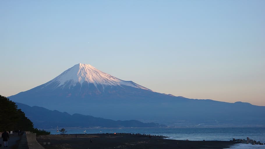 Mountain, Mt Fuji, Japan, Sunrise, volcano, nature, lake Kawaguchi, HD wallpaper